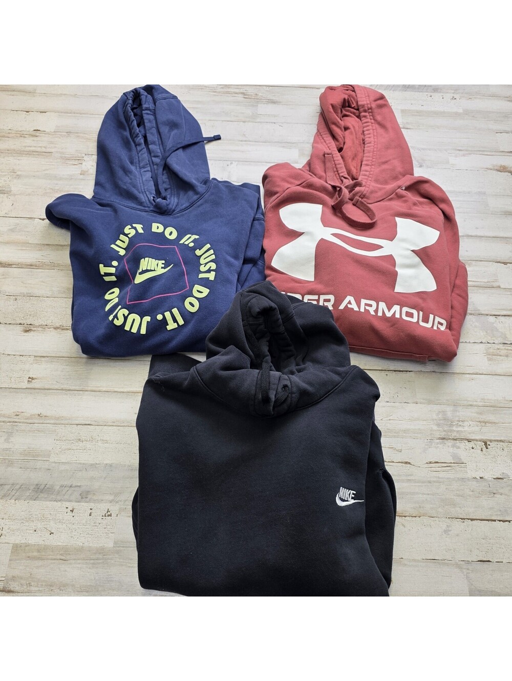 Lot of 3 Men's XL Hoodie Sweatshirts Nike Under Armour Multicolor Hoodys